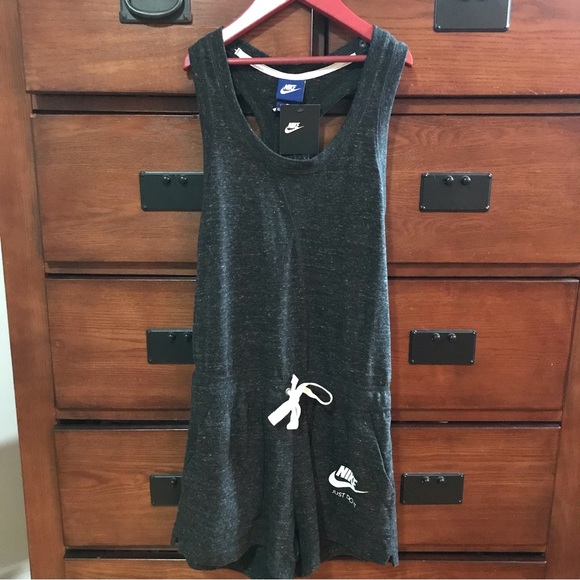 NWT Nike Dark Gray and White One Piece Shorts Jumpsuit, XS - Picture 1 of 8